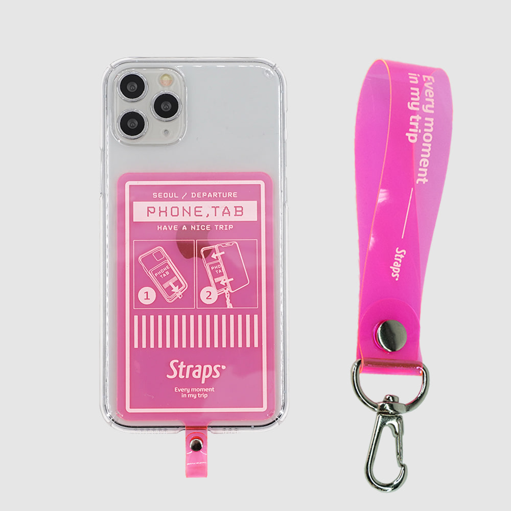 Phone Tab Pink Signature7 iPhone 11/11 Pro PVC Strap Case
