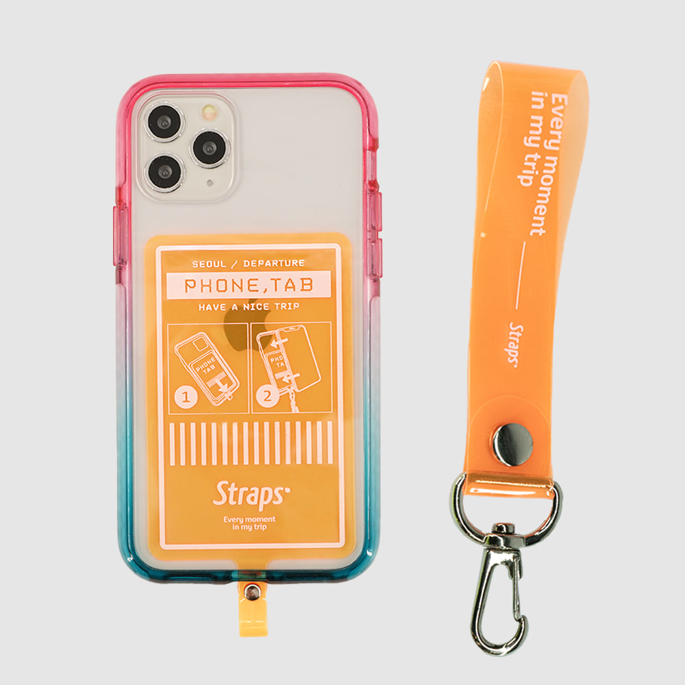 Phone Tab Orange iPhone 11 Series PVC Strap Case